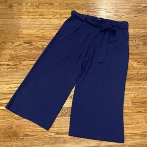 Halogen‎ navy blue wide leg cropped pant with tie waist large